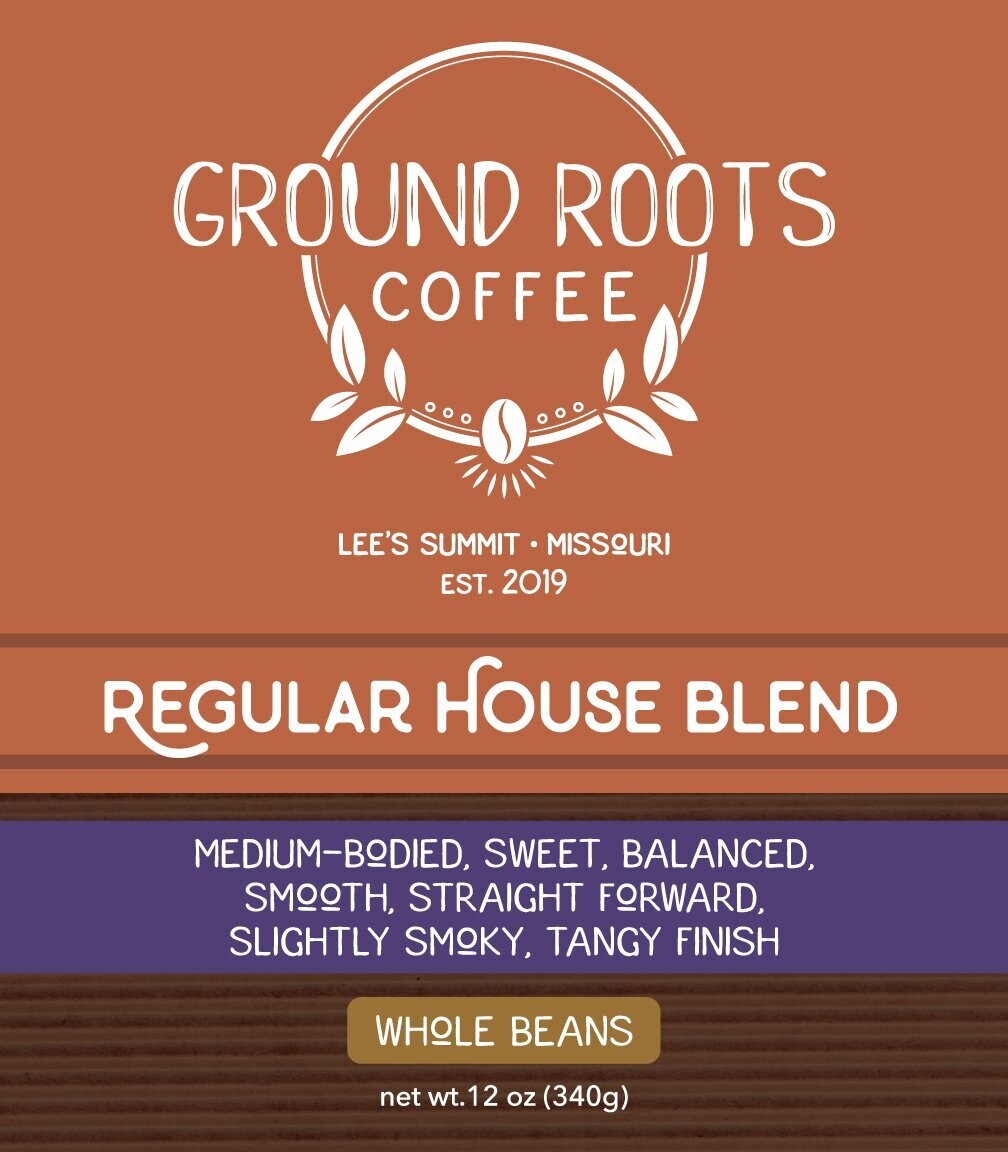 12 oz Bag Regular House Blend | Ground Roots Coffee